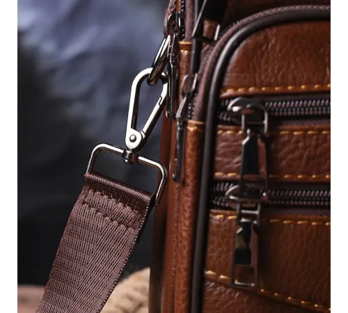 Стильна чоловіча сумка з натуральної шкіри 21275 Vintage Коричнева