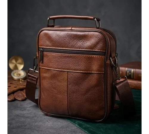 Стильна чоловіча сумка з натуральної шкіри 21275 Vintage Коричнева