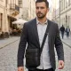 Стильна чоловіча сумка з натуральної зернистої шкіри 21398 Vintage Чорна