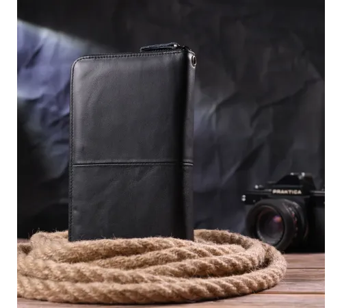 Оригінальний чоловічий клатч з натуральної гладкої шкіри 21292 Vintage Чорний