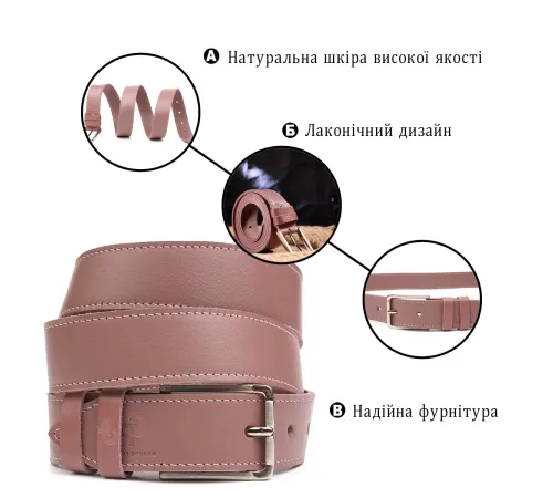 Цікавий жіночий ремінь із натуральної шкіри Grande Pelle 21459 Рожевий