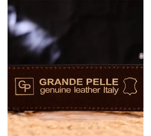Красивий чоловічий ремінь із натуральної шкіри Grande Pelle 21460 Коричневий