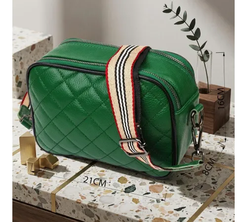 Жіноча шкіряна сумка крос боді для міста та щоденного використання Vintage 22113 Зелена