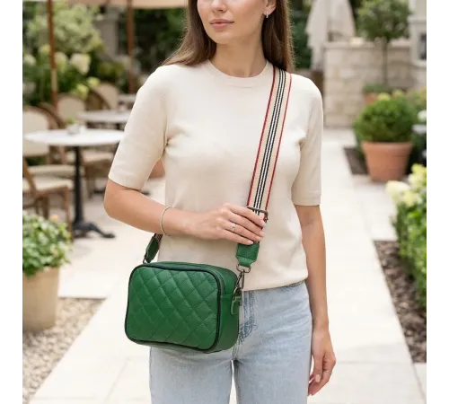 Жіноча шкіряна сумка крос боді для міста та щоденного використання Vintage 22113 Зелена