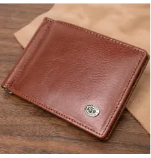 Зручний затискач для грошей із натуральної гладкої шкіри ST Leather 19427 Коричневий