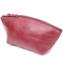 Зручна жіноча шкіряна косметичка GRANDE PELLE 16792 Бордовий