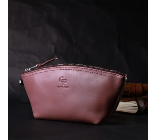 Чарівна жіноча шкіряна косметичка GRANDE PELLE 16793 Пудровий