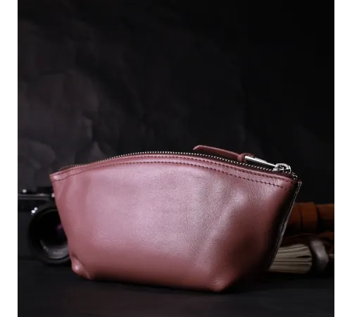 Чарівна жіноча шкіряна косметичка GRANDE PELLE 16793 Пудровий