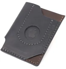 Цікавий картхолдер з утримувачем для Apple AirTag з натуральної шкіри GRANDE PELLE 11608 Чорний
