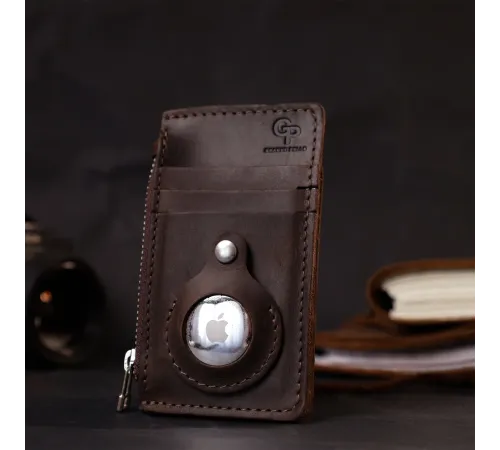 Оригінальний картхолдер з утримувачем для Apple AirTag з натуральної шкіри GRANDE PELLE 11627 Коричневий