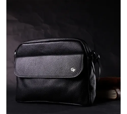 Зручна сумка жіноча крос-боді з натуральної шкіри GRANDE PELLE 11651 Чорна