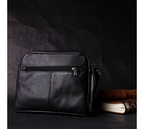 Зручна сумка жіноча крос-боді з натуральної шкіри GRANDE PELLE 11651 Чорна