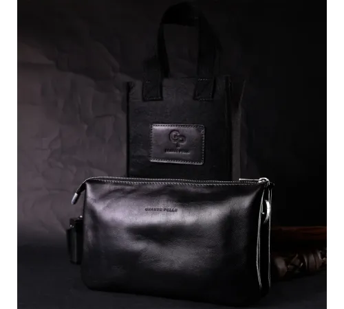 Розкішний жіночий клатч із натуральної шкіри GRANDE PELLE 11657 Чорний