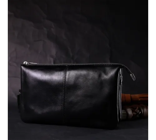 Розкішний жіночий клатч із натуральної шкіри GRANDE PELLE 11657 Чорний