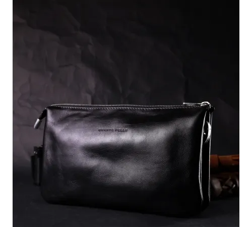 Розкішний жіночий клатч із натуральної шкіри GRANDE PELLE 11657 Чорний