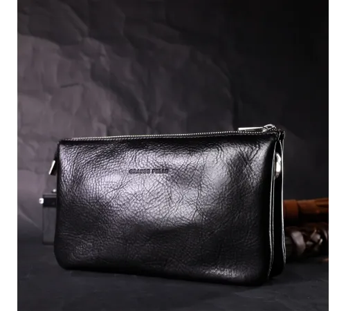 Якісний жіночий клатч із натуральної шкіри GRANDE PELLE 11658 Чорний