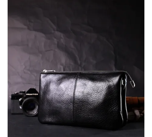 Якісний жіночий клатч із натуральної шкіри GRANDE PELLE 11658 Чорний