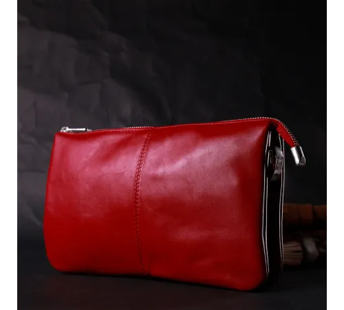 Яскравий жіночий клатч із натуральної шкіри GRANDE PELLE 11670 Червоний