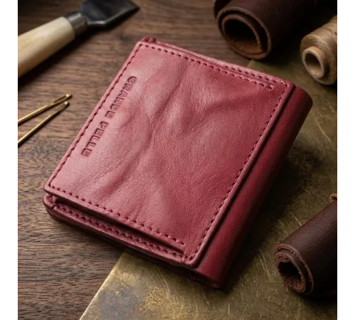 Компактне портмоне з натуральної шкіри GRANDE PELLE 16798 Бордовий