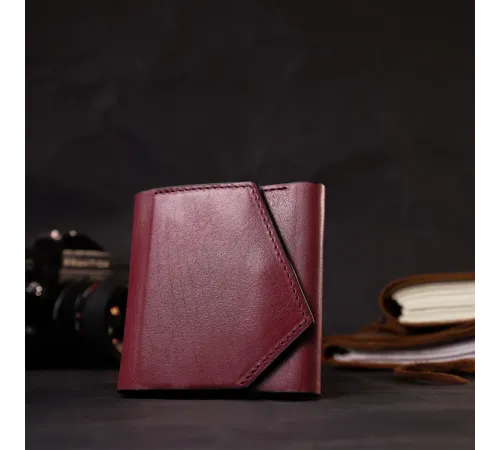Стильний невеликий гаманець із натуральної шкіри GRANDE PELLE 16800 Бордовий