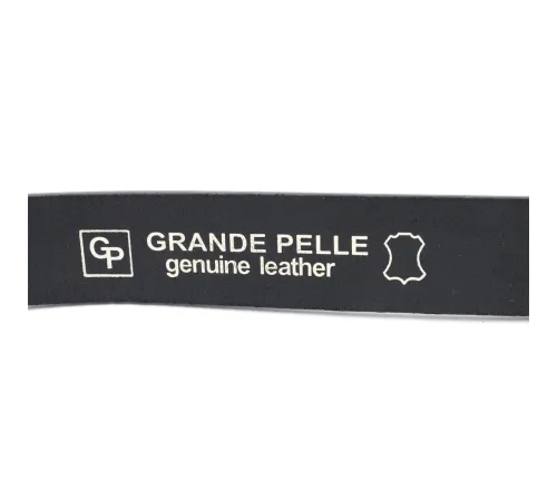 Брючний шкіряний ремінь для чоловіків з квадратною пряжкою GRANDE PELLE 11679 Чорний