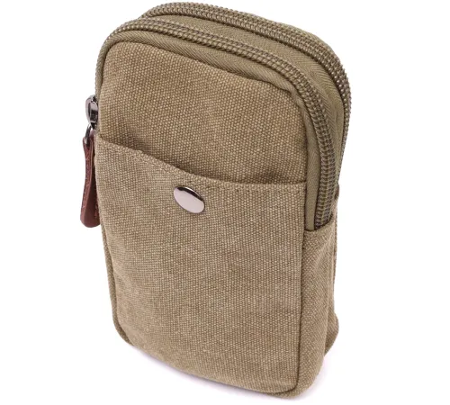 Компактна сумка-чохол на пояс із металевим карабіном із текстилю Vintage 22224 Оливковий