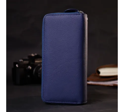 Жіночий гаманець клатч з натуральної шкіри для карток та купюр ST Leather 19431 Синій