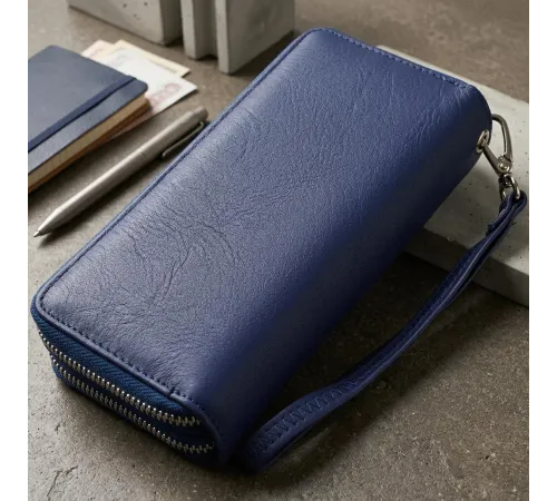Жіночий гаманець клатч з натуральної шкіри для карток та купюр ST Leather 19431 Синій