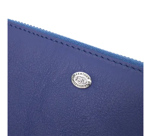 Жіночий гаманець клатч з натуральної шкіри для карток та купюр ST Leather 19431 Синій