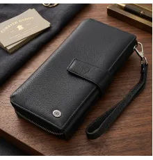 Гаманець клатч унісекс з натуральної шкіри для карток та купюр ST Leather 19432 Чорний