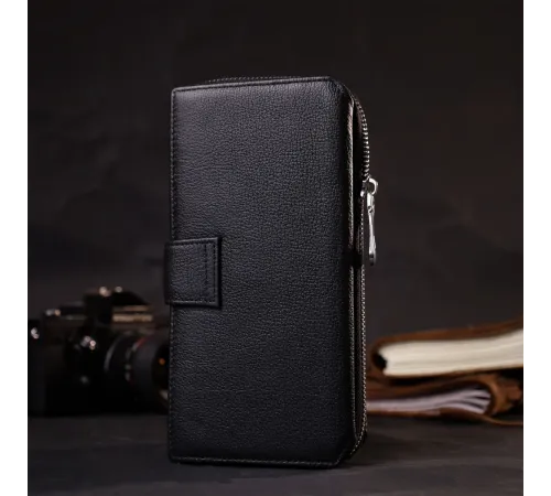 Гаманець клатч унісекс з натуральної шкіри для карток та купюр ST Leather 19432 Чорний
