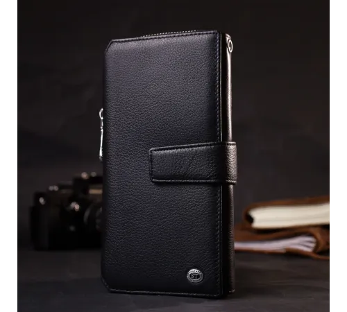 Гаманець клатч унісекс з натуральної шкіри для карток та купюр ST Leather 19432 Чорний