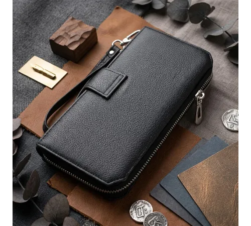 Гаманець клатч унісекс з натуральної шкіри для карток та купюр ST Leather 19432 Чорний