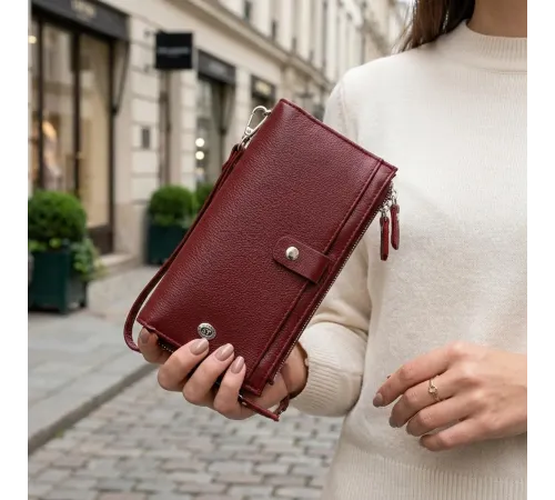Стильний та яскравий жіночий гаманець-клатч ST Leather 19433 Бордовий