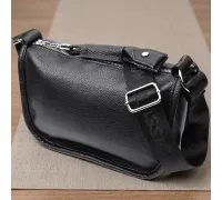Жіноча сумка із заокругленими краями з натуральної шкіри Vintage 22253 Чорна