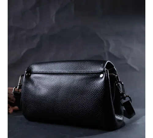 Жіноча шкіряна сумка із трикутним клапаном Vintage 22254 Чорна