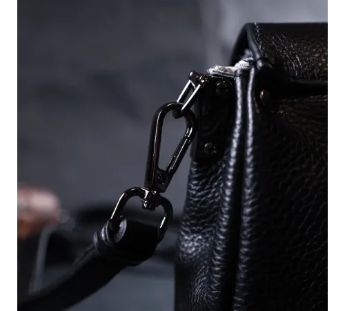 Жіноча шкіряна сумка із трикутним клапаном Vintage 22254 Чорна