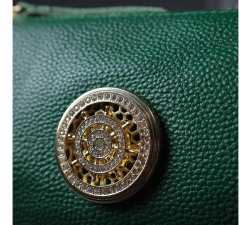 Жіноча сумка з оригінальною прикрасою з натуральної шкіри Vintage 22261 Зелена