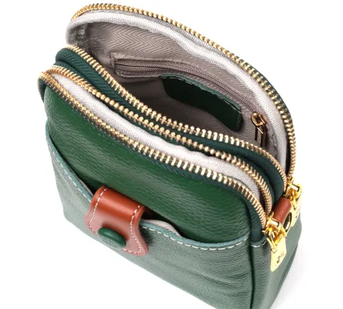 Невелика сумка трапеція для жінок з натуральної шкіри Vintage 22268 Зелена