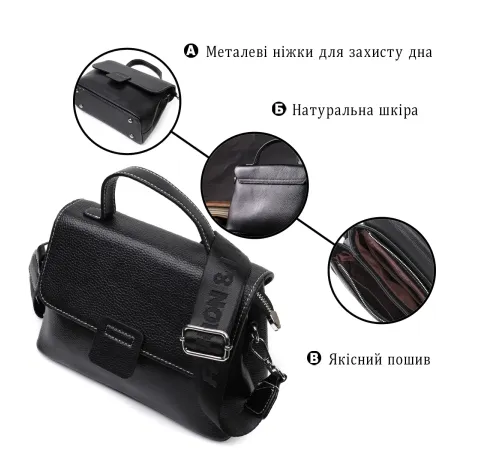 Сумка сетчел у класичному кольорі для жінок з натуральної шкіри Vintage 22291 Чорна