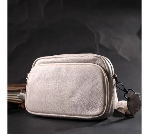 Стильна сумка жіноча крос-боді з натуральної шкіри Vintage 22295 Біла