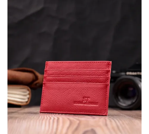 Яскравий кард-кейс із натуральної шкіри ST Leather 22445 Червоний