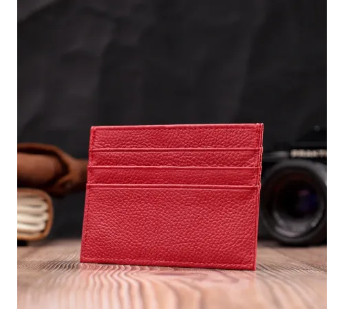 Яскравий кард-кейс із натуральної шкіри ST Leather 22445 Червоний