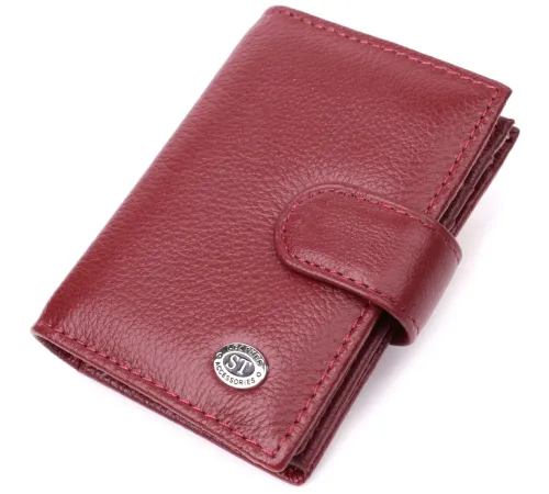 Практична візитниця з натуральної шкіри ST Leather 22468 Бордовий