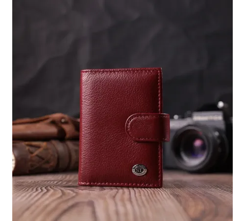 Практична візитниця з натуральної шкіри ST Leather 22468 Бордовий