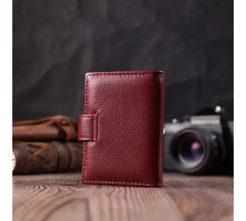 Практична візитниця з натуральної шкіри ST Leather 22468 Бордовий
