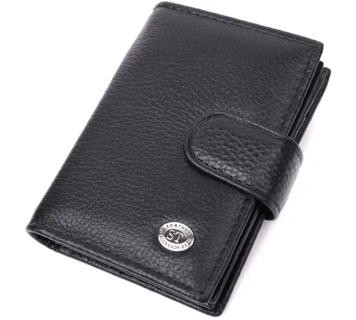 Надійна візитниця з натуральної шкіри ST Leather 22469 Чорний