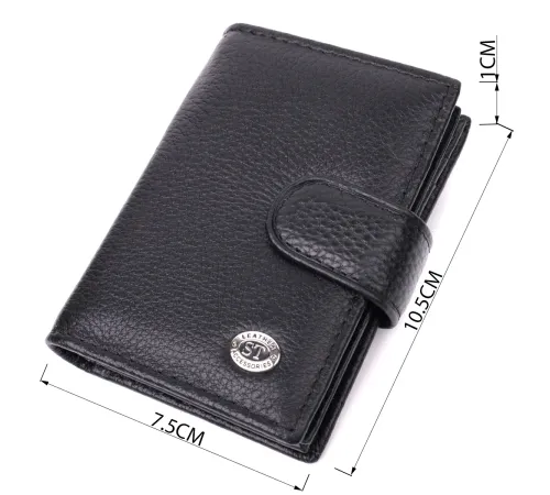 Надійна візитниця з натуральної шкіри ST Leather 22469 Чорний