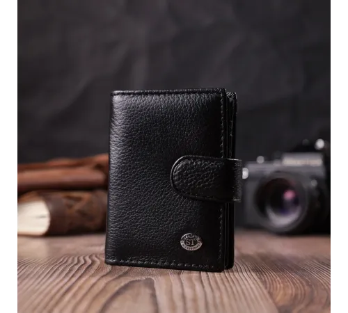 Надійна візитниця з натуральної шкіри ST Leather 22469 Чорний