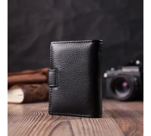 Надійна візитниця з натуральної шкіри ST Leather 22469 Чорний